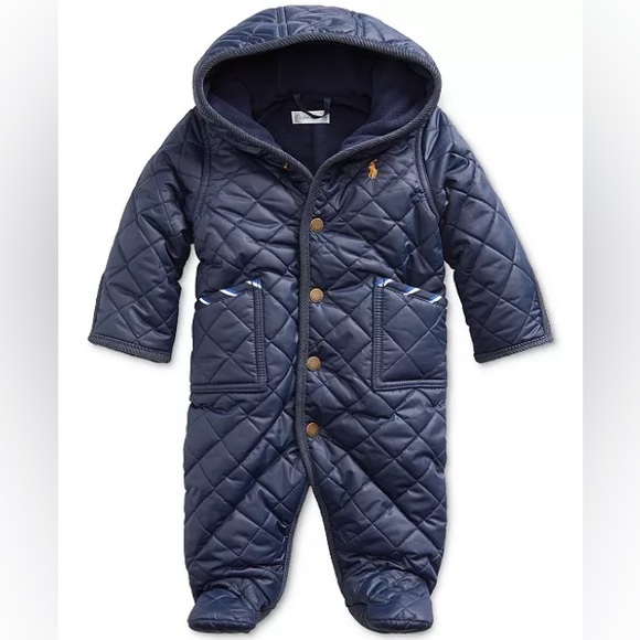 Ralph Lauren 9 months Navy Quilted lined One Piece snowsuit - Picture 1 of 10